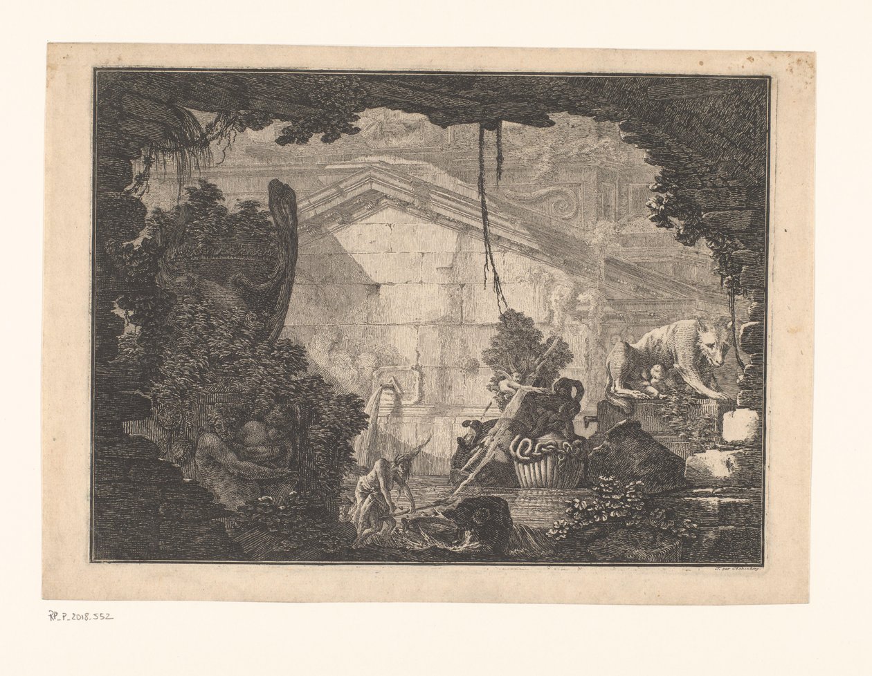 Arkitektur Capriccio med figurer af Johann Ferdinand Hetzendorff von Hohenberg