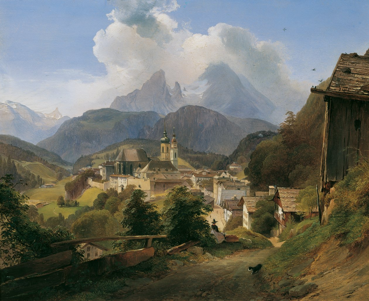 Berchtesgaden med Watzmann af Johann Fischbach