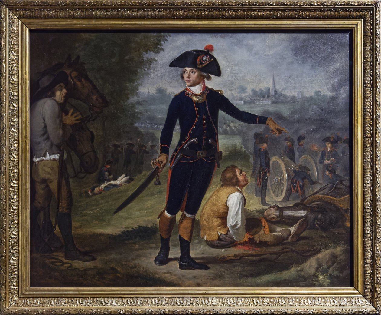 Artilleriofficer i belejringen af en by, ca. 1795 (olie på lærred) af Johann Friedrich (after) Dryander