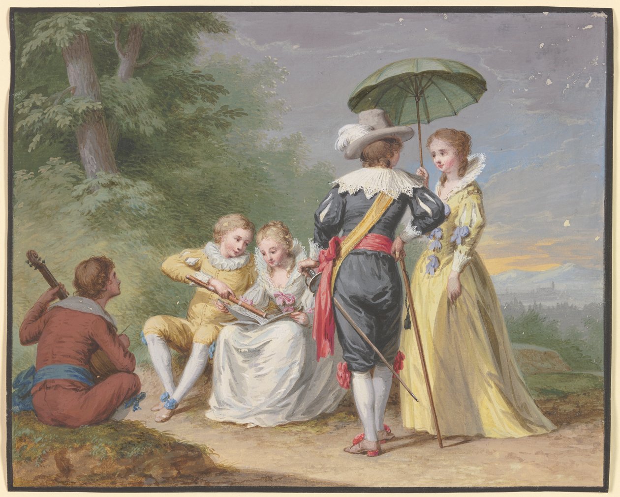 Musikalsk selskab ved skovbrynet af Johann Friedrich August Tischbein