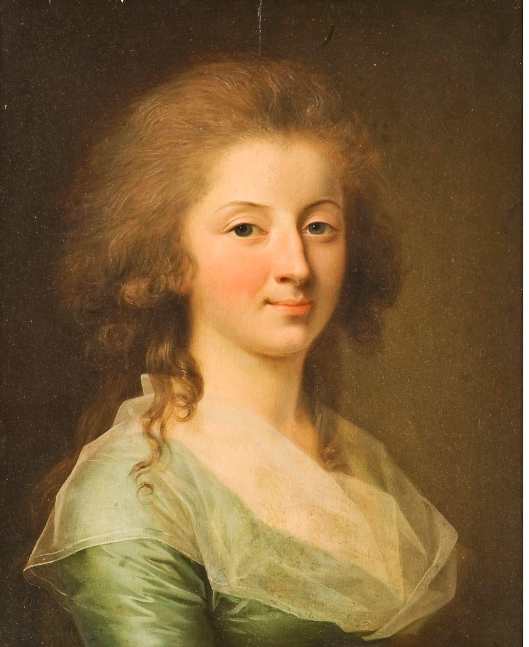 Portræt af en ung dame iført en grøn kjole af Johann Friedrich August Tischbein