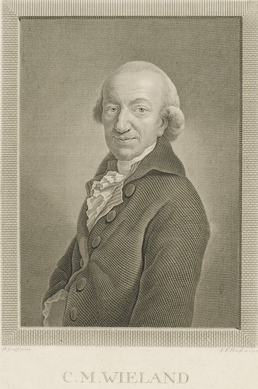 Portræt af digteren og forfatteren Christoph Martin Wieland 1733-1813, 1797. af Johann Friedrich Bause