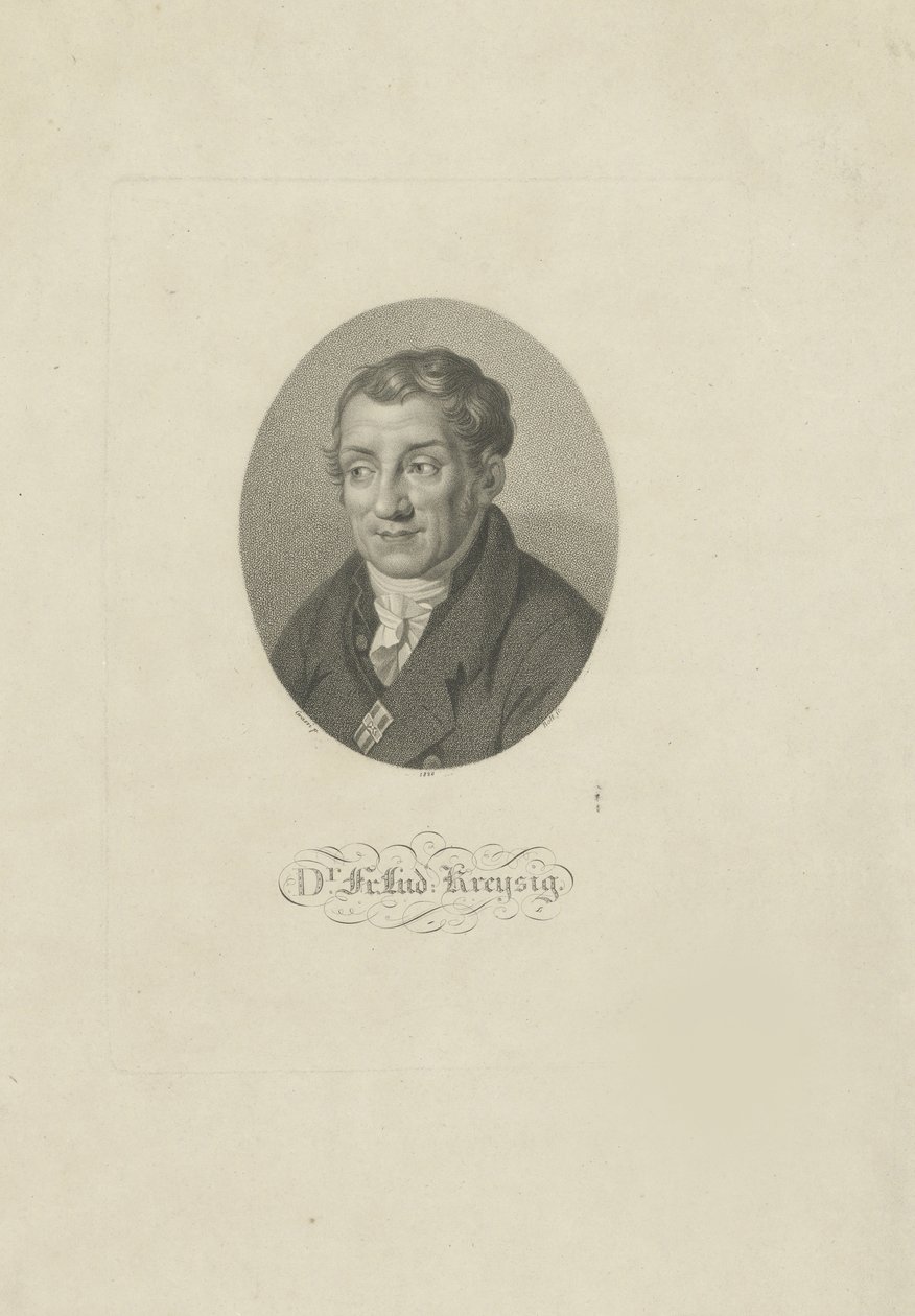 Portræt af Friedrich Ludwig Kreysig 1770-1839, 1826. af Johann Friedrich Bolt