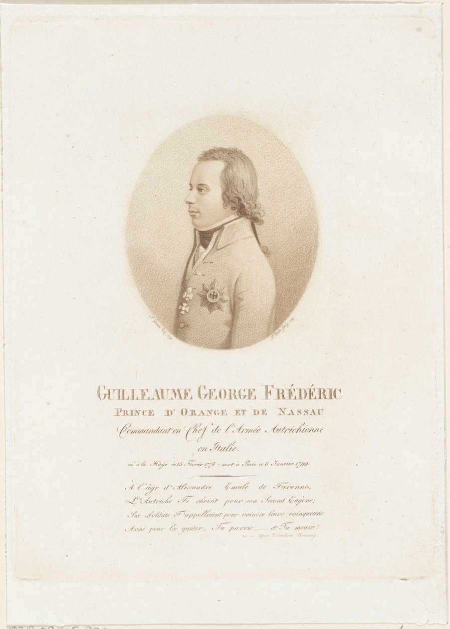 Portræt af Frederik, Prins af Orange-Nassau af Johann Friedrich Bolt
