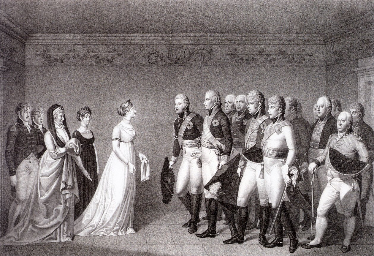 Mødet mellem Luise af Preussen og kronprins Alexander af Rusland i Memel, 1805 af Johann Friedrich Bolt