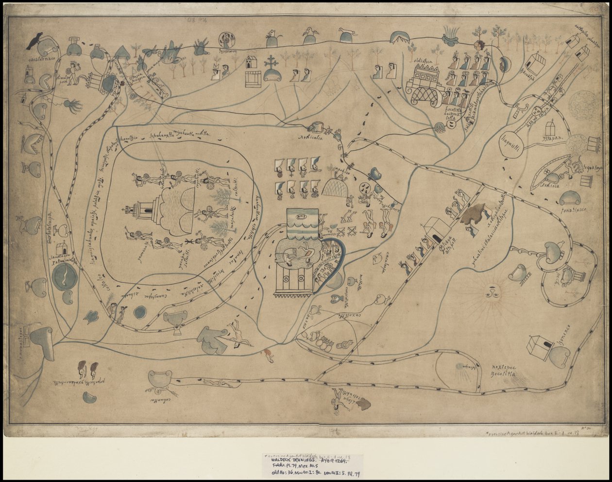 En samling af Waldecks originale kunstværk fra Mesoamerica, boks 18 af 22 af Johann Friedrich Maximilian von Waldeck