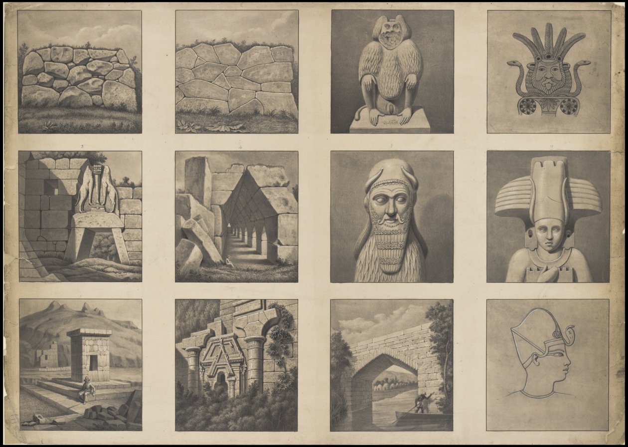 En samling af Waldecks originale kunstværk fra Mesoamerica, boks 20 af 22 af Johann Friedrich Maximilian von Waldeck