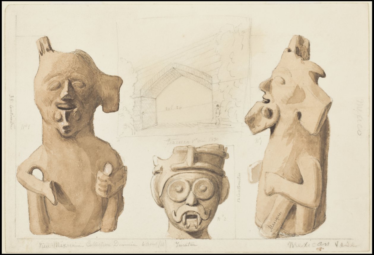 En samling af Waldecks originale kunstværk fra Mesoamerica, boks 3 af 22 af Johann Friedrich Maximilian von Waldeck