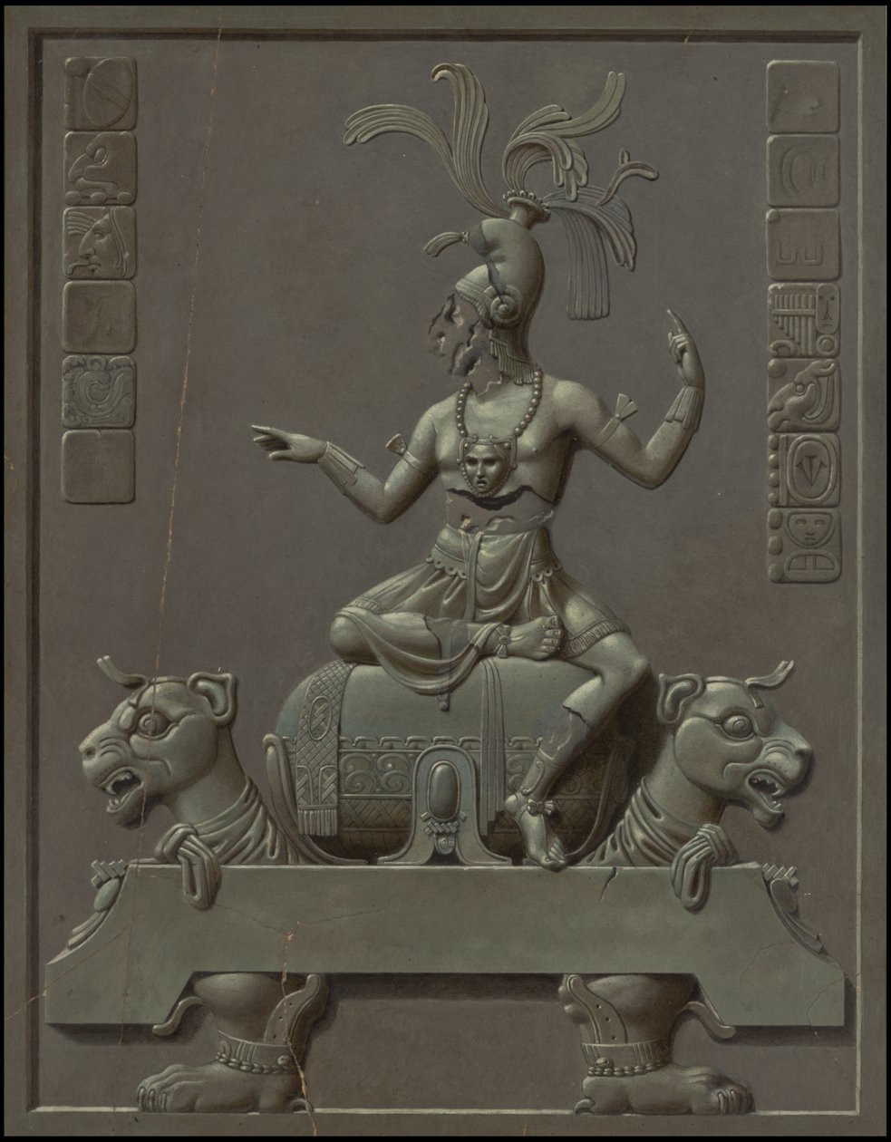 En samling af Waldecks originale kunstværk fra Mesoamerica, boks 7 af 22 af Johann Friedrich Maximilian von Waldeck