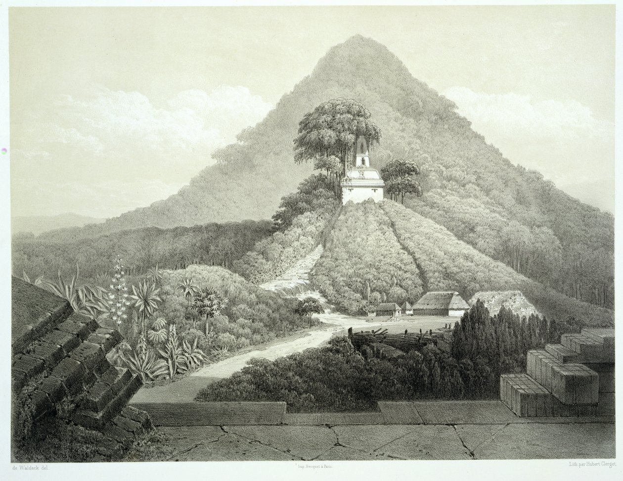 Malerisk udsigt ved Korstemplet, Palenque, plade 20 fra 