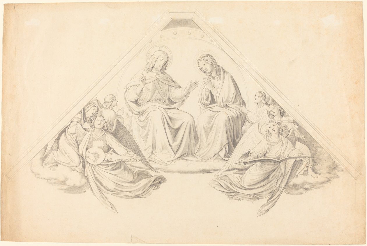 Kristus og jomfruen med musikskabende engle af Johann Friedrich Overbeck