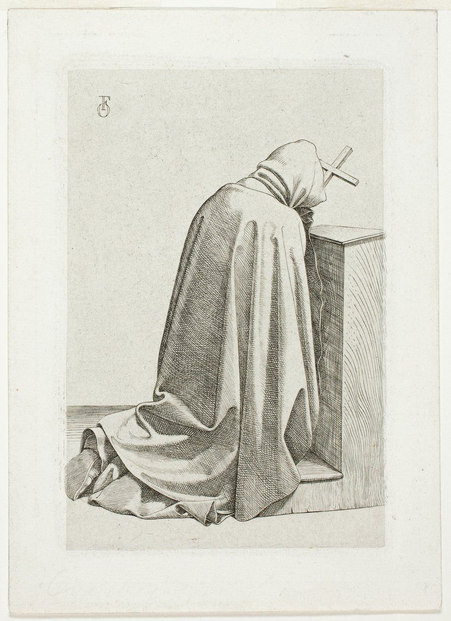 Knælende pilgrim med kors og bog af Johann Friedrich Overbeck