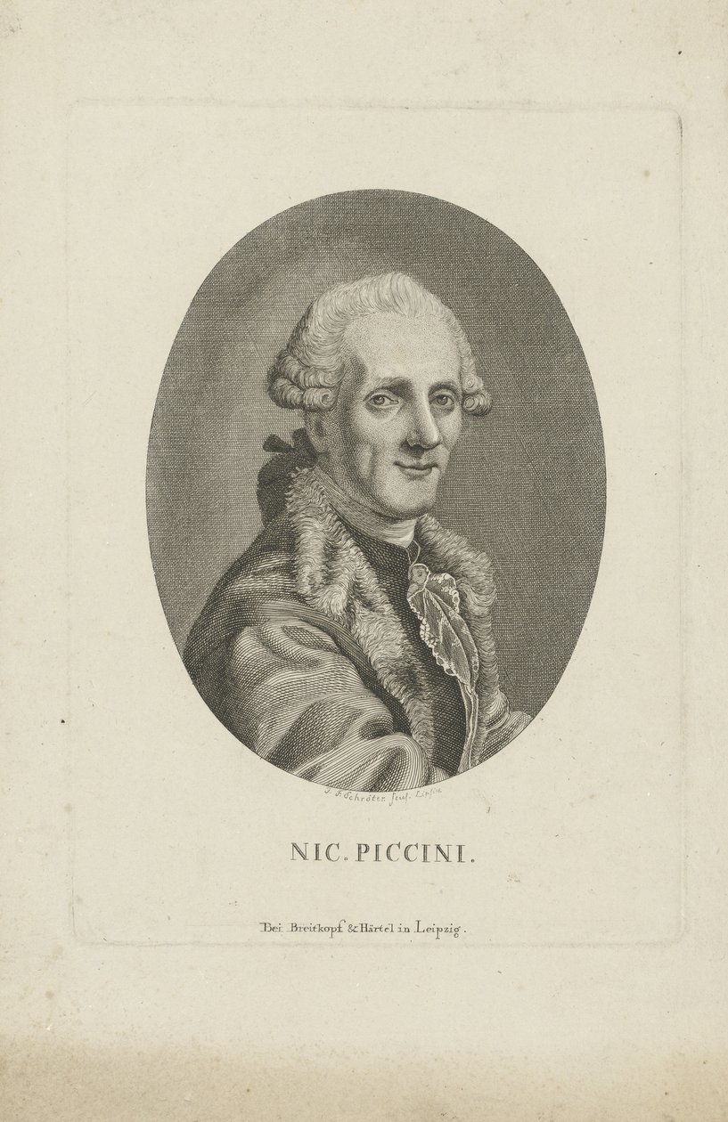 Portræt af komponisten Niccolò Piccinni 1728-1800, ca. 1790. af Johann Friedrich Schröter