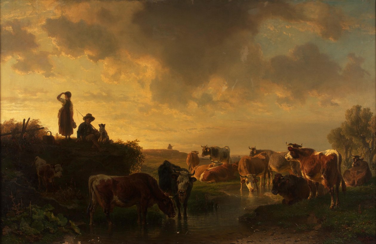 Aften på græsgangene af Johann Friedrich Voltz