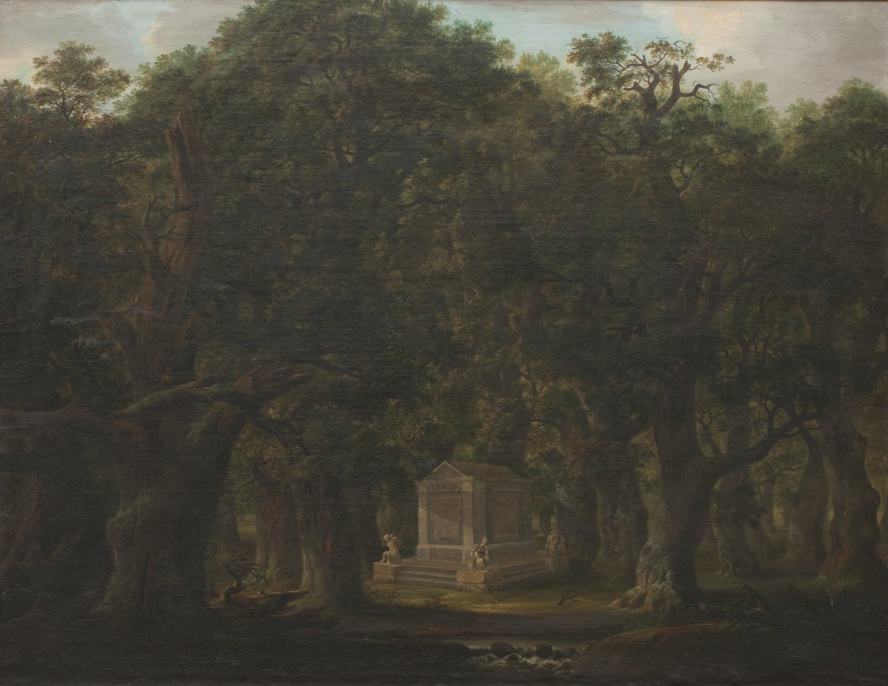 Monument i en Egeskov af Johann Friedrich Weitsch
