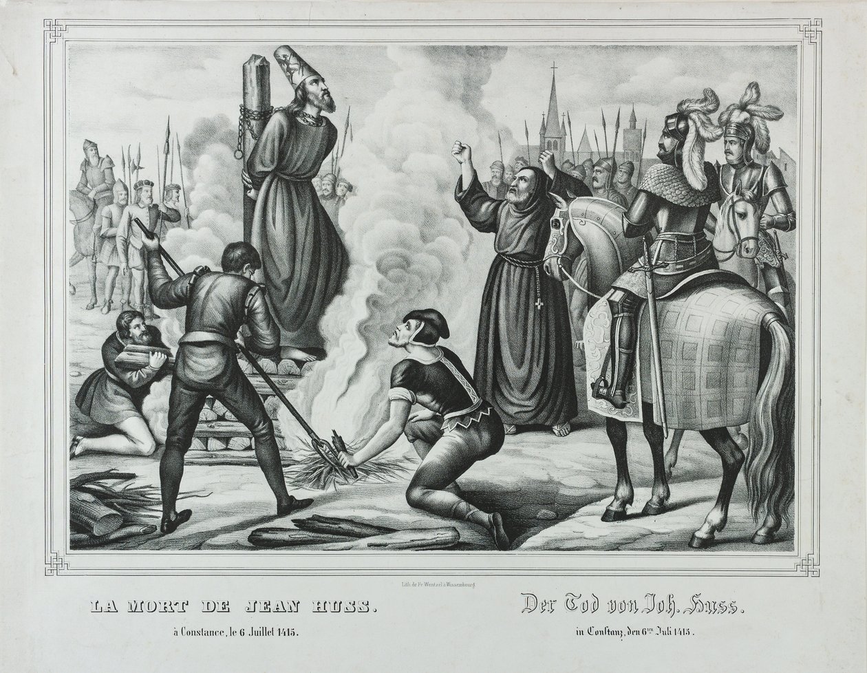 Jan Hus død i Konstanz, midten af det 19. århundrede.. af Johann Friedrich Wentzel