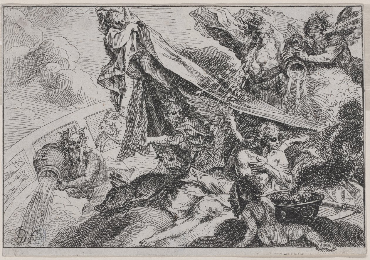 Allegory of Winter med Diana the Huntress af Johann Georg Bergmuller