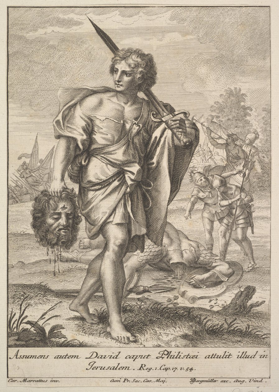 David med Goliats hoved, 1705-62. af Johann Georg Bergmuller