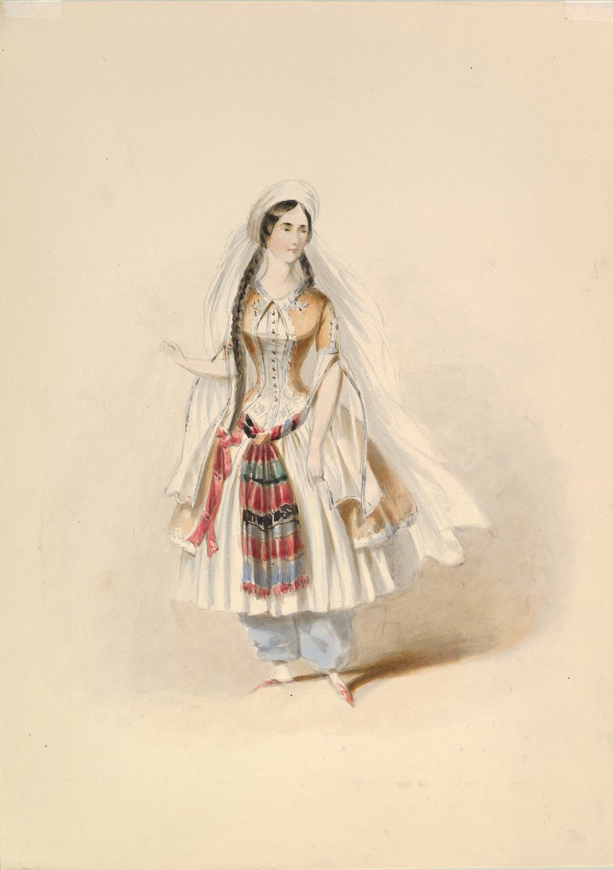 Costume Study for Blonde in the Abduction from the Seraglio af W.A. Mozart, ca. 1830-50. af Johann Georg Christoph Fries