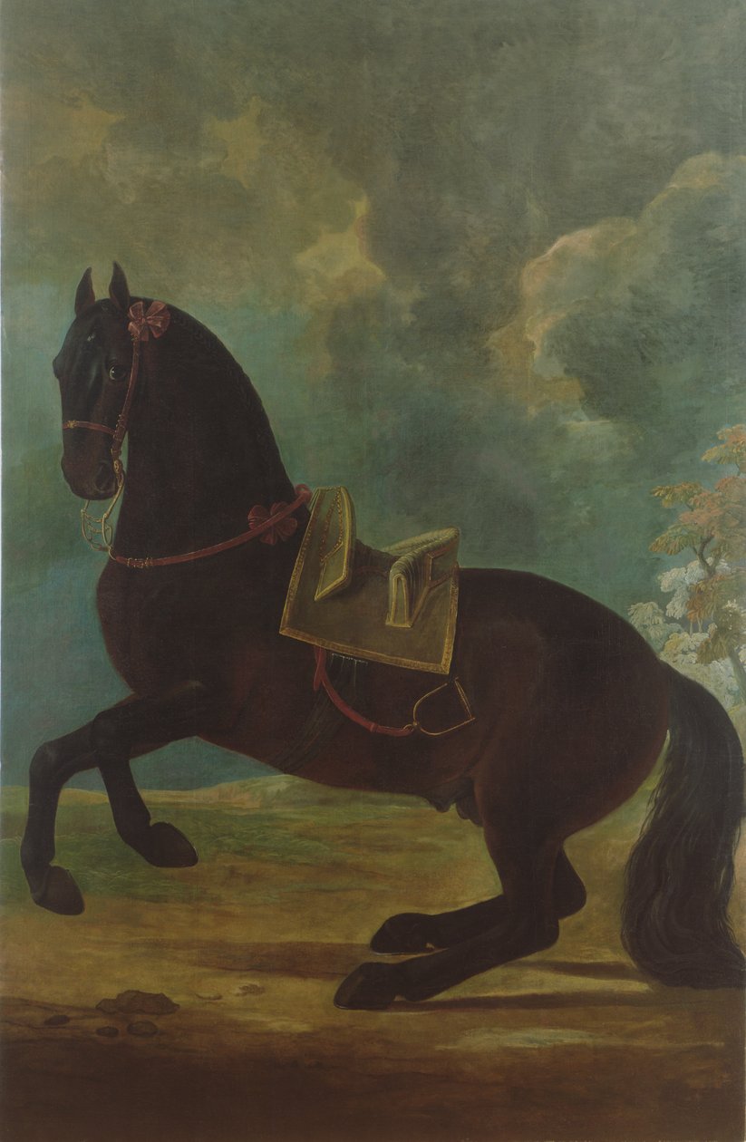 The Bay Stallion med spansk sadel af Johann Georg Hamilton