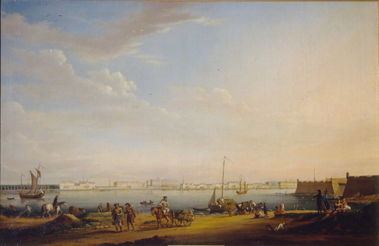 Udsigt over Palace Square og Summer Garden fra Petersburg District, ca. 1800 af Johann Georg Mayr