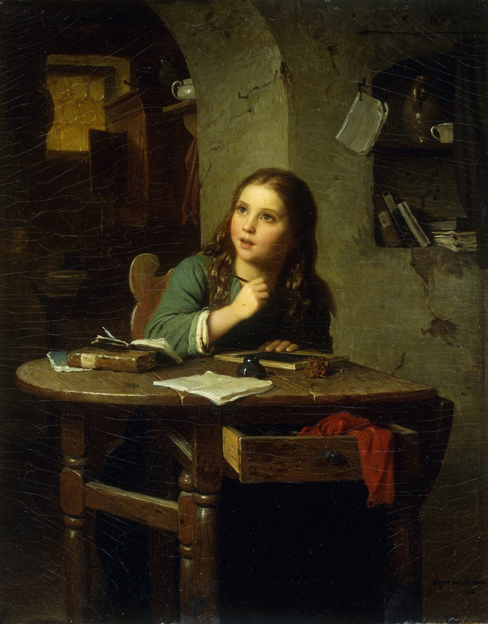 Den unge skolepige, 1864 af Johann Georg Meyer