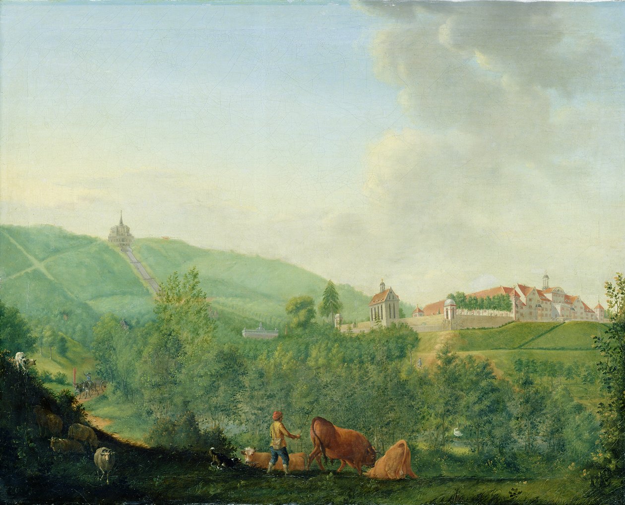 Weissenstein Slot, nær Kassel (Wilhelmshoehe), 1778 af Johann Georg Pforr