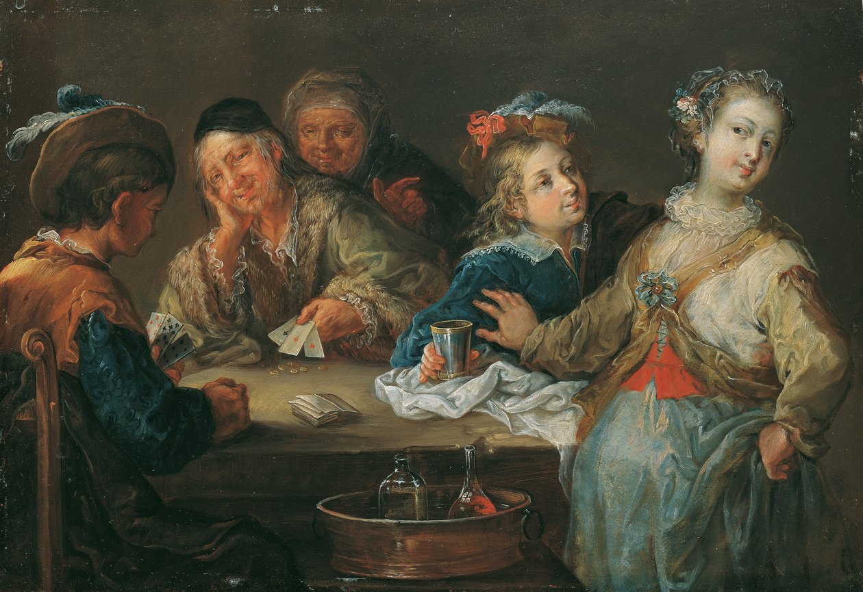 kortspiller (es er trumf) af Johann Georg Platzer
