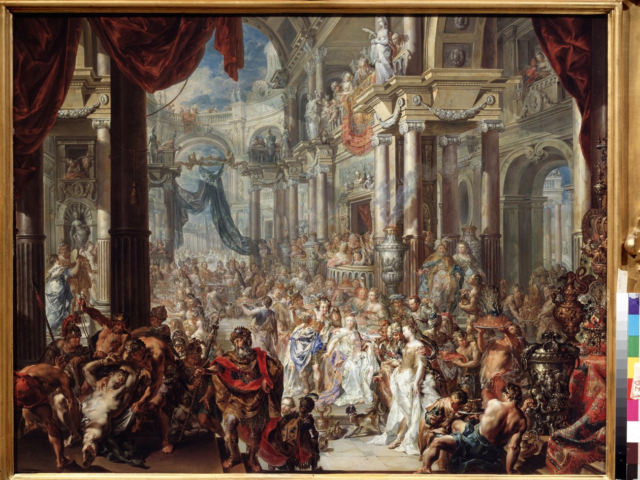 Lignelsen om bryllupsfesten. Lignelsen om bryllupsfesten. Maleri af Johann Georg Platzer (1704-1761) af Johann Georg Platzer