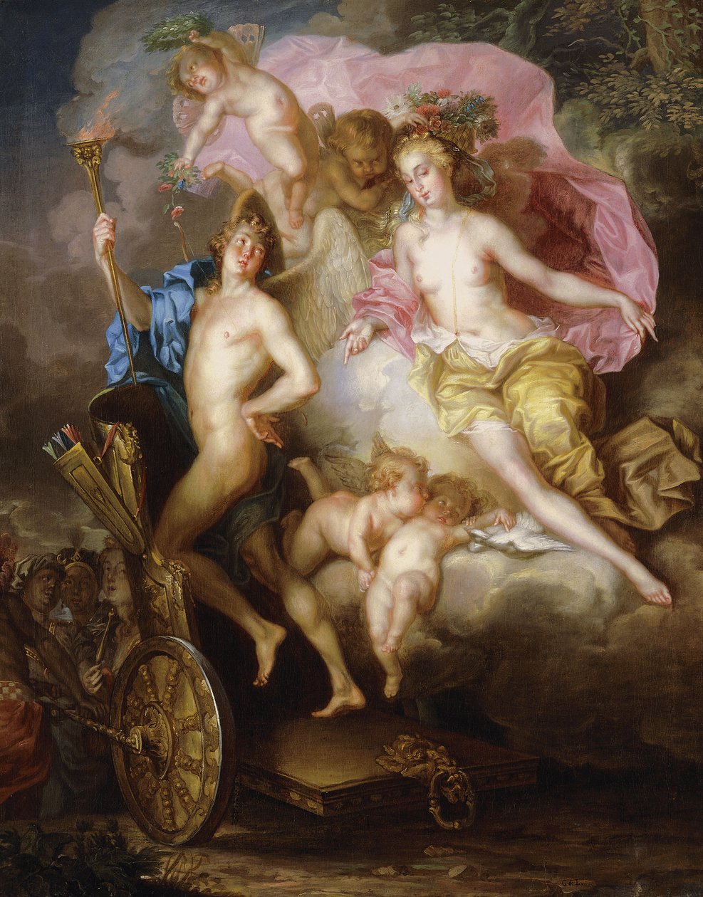 Venus og Amors triumf med Amors vogn, af Johann Georg Platzer