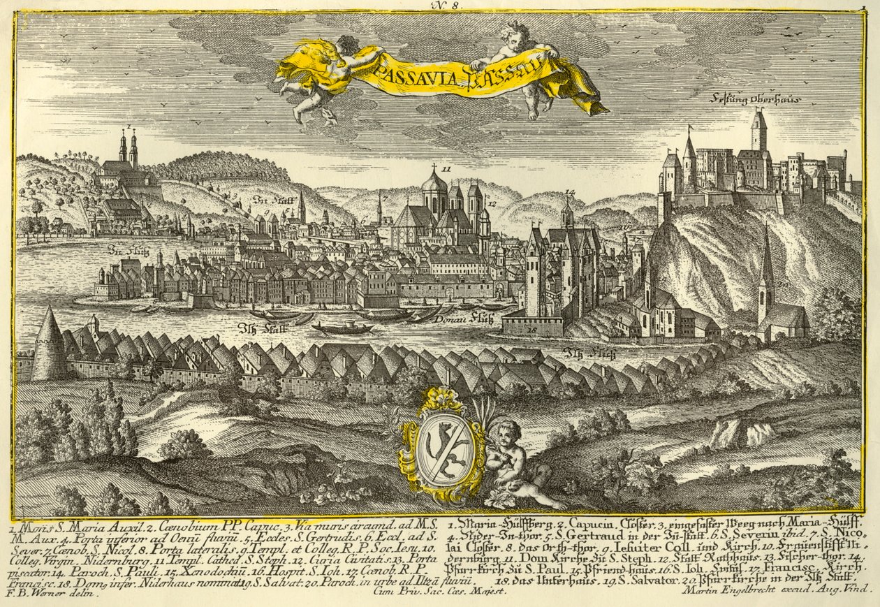 Passau, c1740. af Johann Georg Ringlin