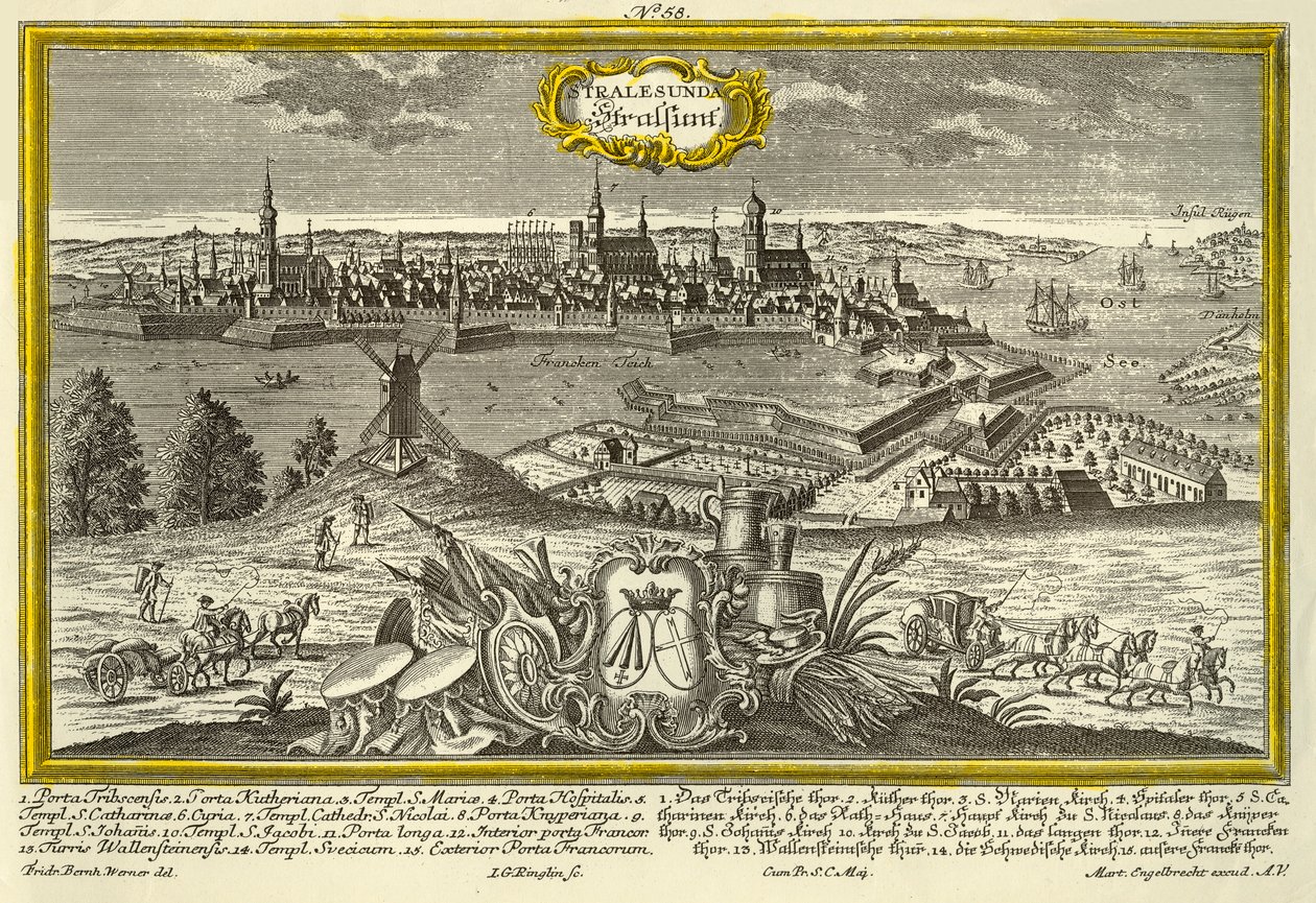 Stralsund, c1740. af Johann Georg Ringlin