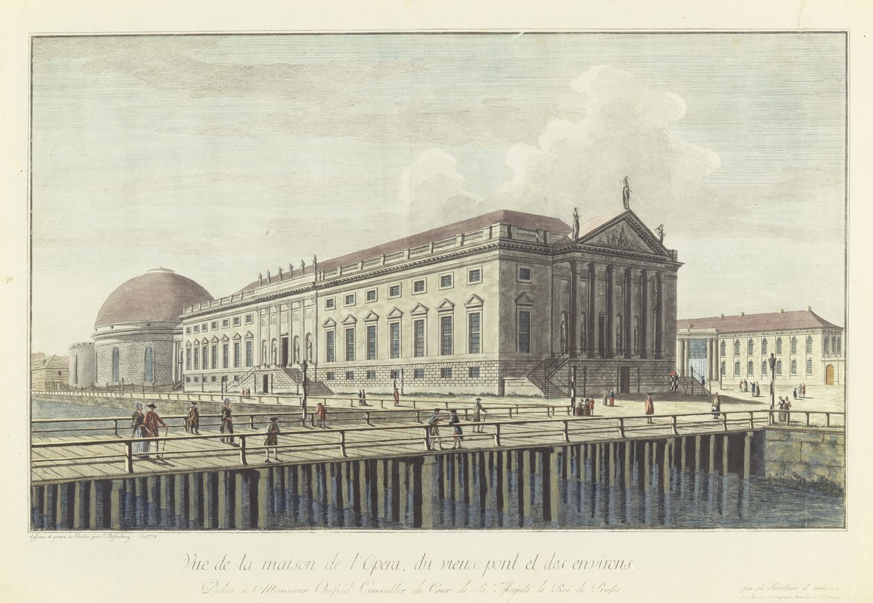 Operahuset, Berlin (kobberstik) af Johann Georg Rosenberg