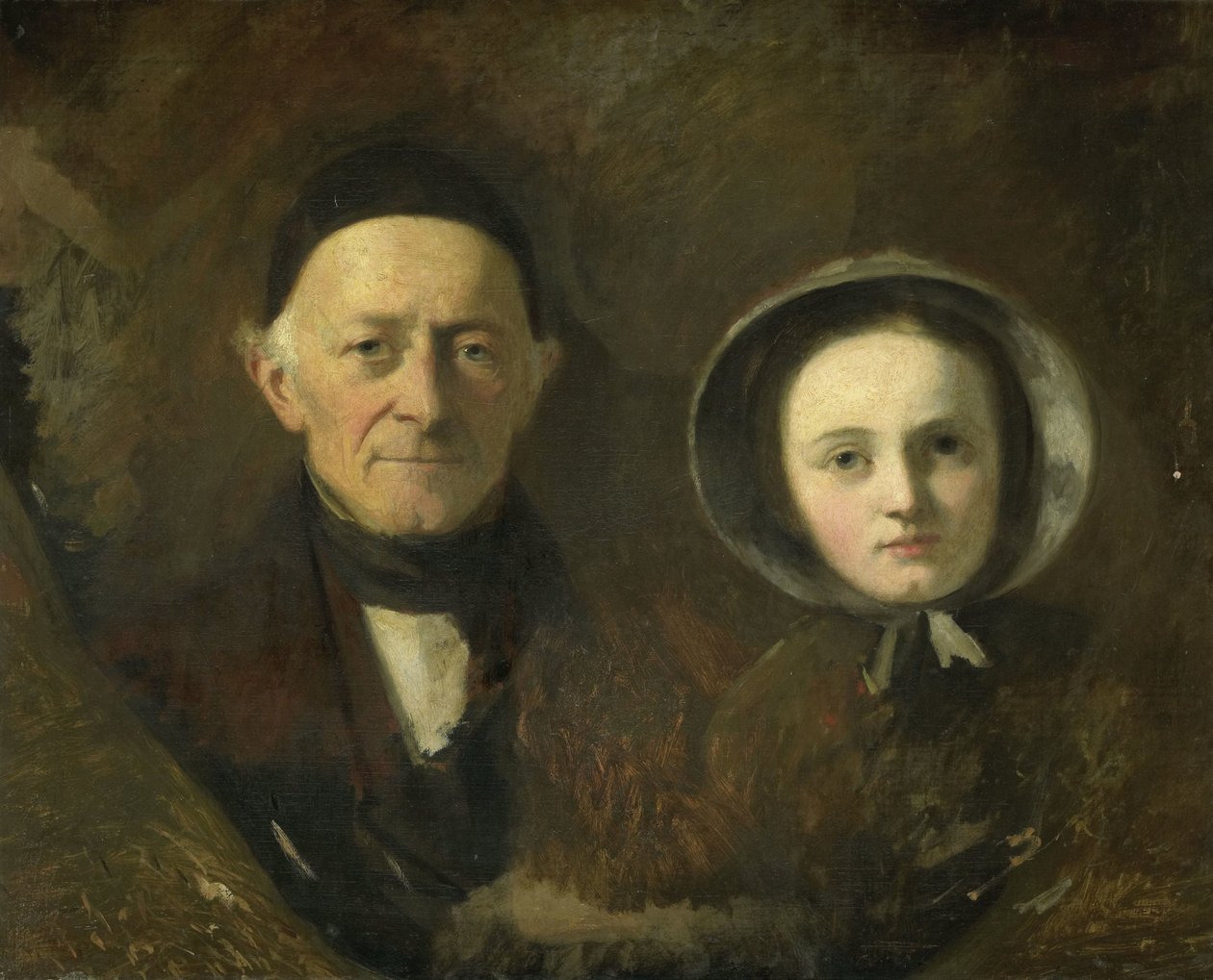 Portræt af Johann Joseph Hermann, kunstnerens svigerfar, med hans barnebarn Ida Schwartze, kunstnerens ældste datter af Johann Georg Schwartze