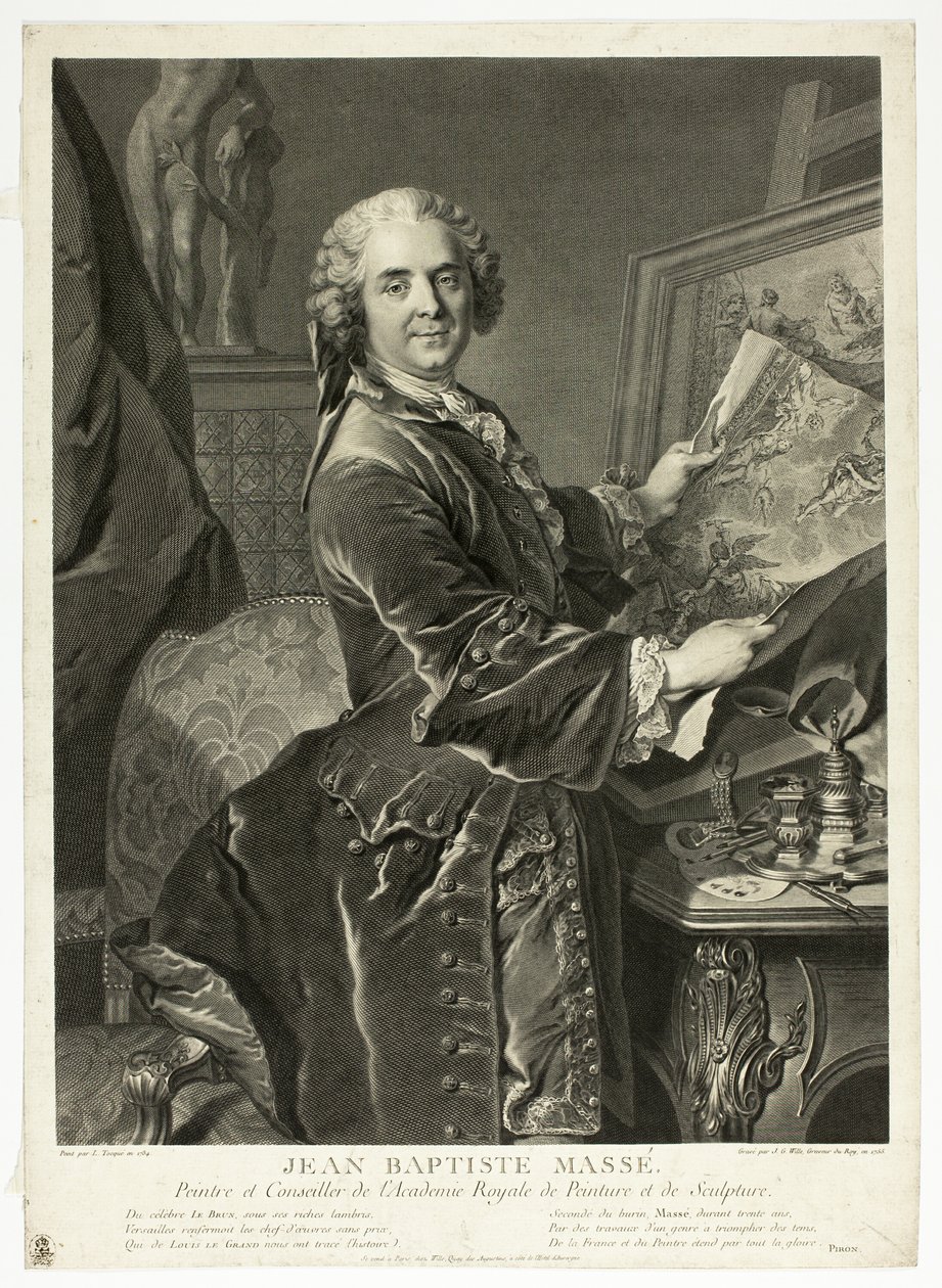 Portræt af Jean Baptiste Massé af Johann Georg Wille