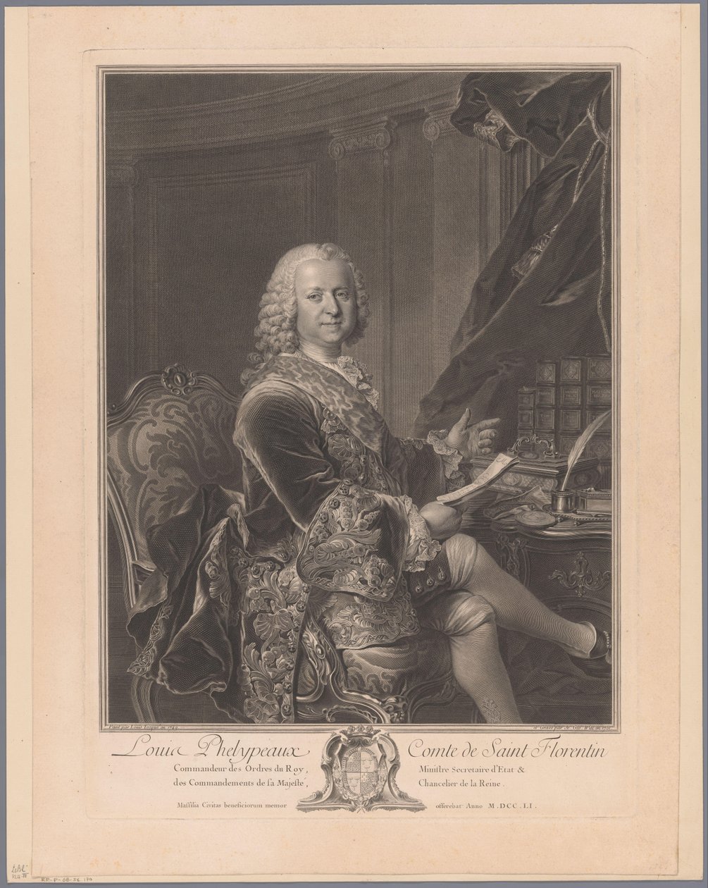 Portræt af Louis Phélypeaux de Saint-Florentin af Johann Georg Wille