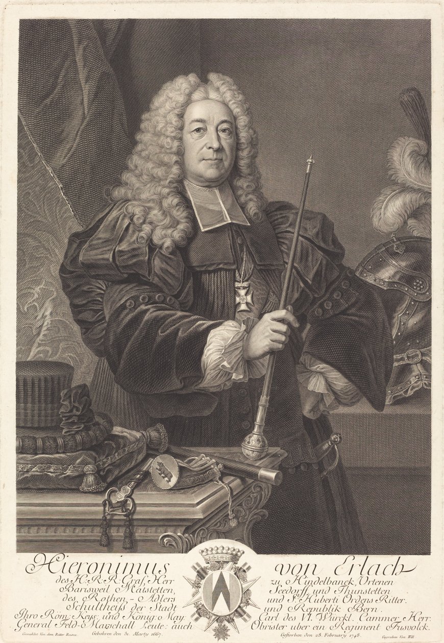 John af Erlach af Johann Georg Wille after Carlo Francesco Rusca, Cavalier