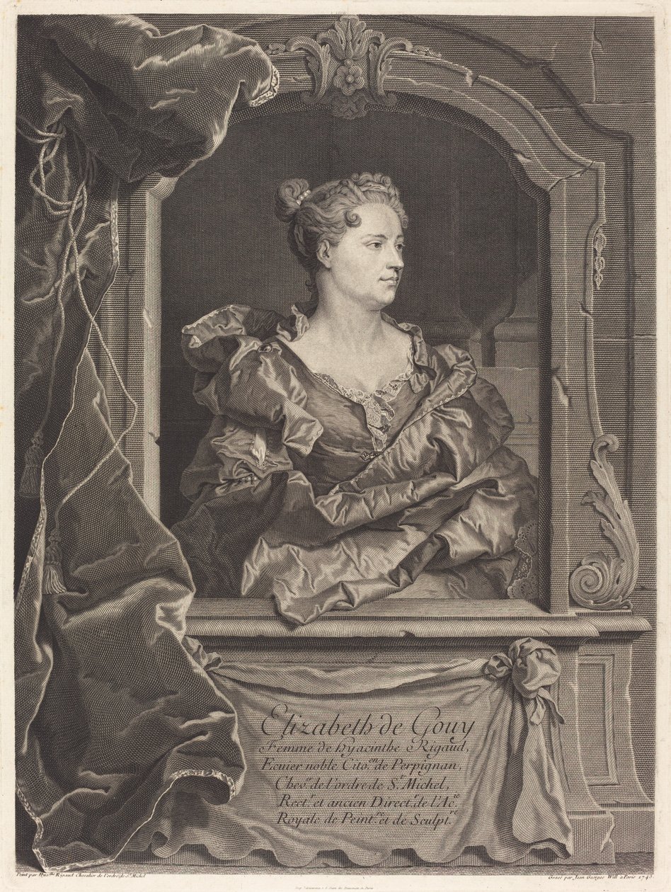 Elizabeth de Gouy, hustru til Hyacinthe Rigaud af Johann Georg Wille after Hyacinthe Rigaud