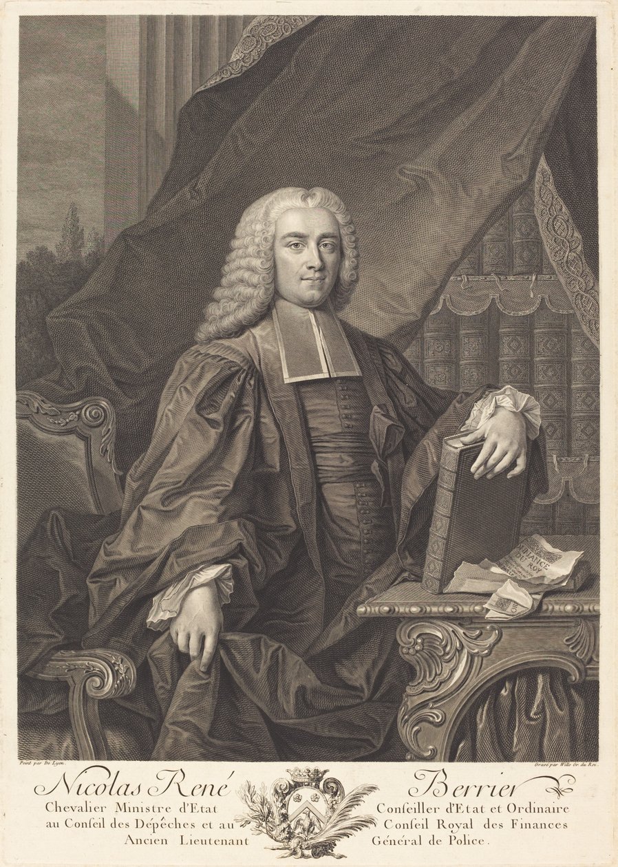 Nicolas Rene Berryer af Johann Georg Wille after Jean François Delyen