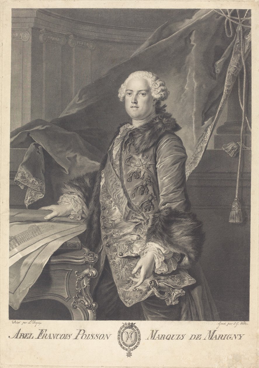 Abel Francois Poisson, Marquis de Marigny af Johann Georg Wille after Louis Tocqué
