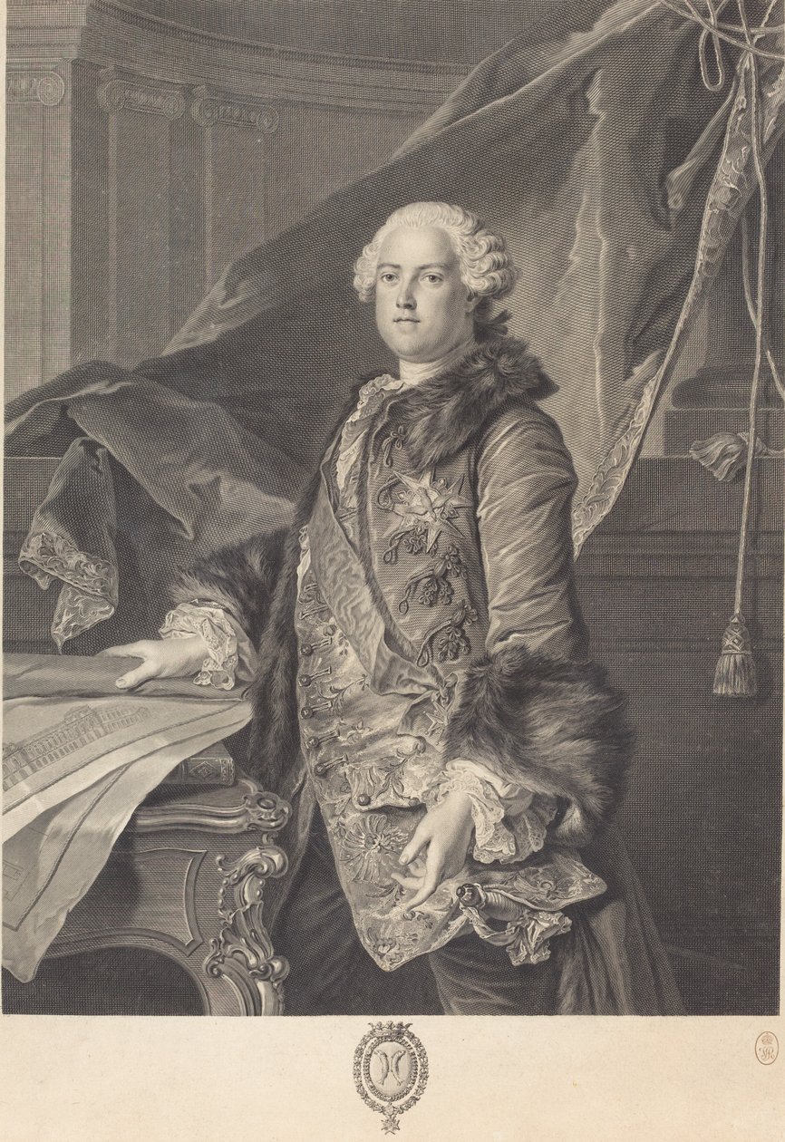 Markis af Marigny af Johann Georg Wille after Louis Tocqué