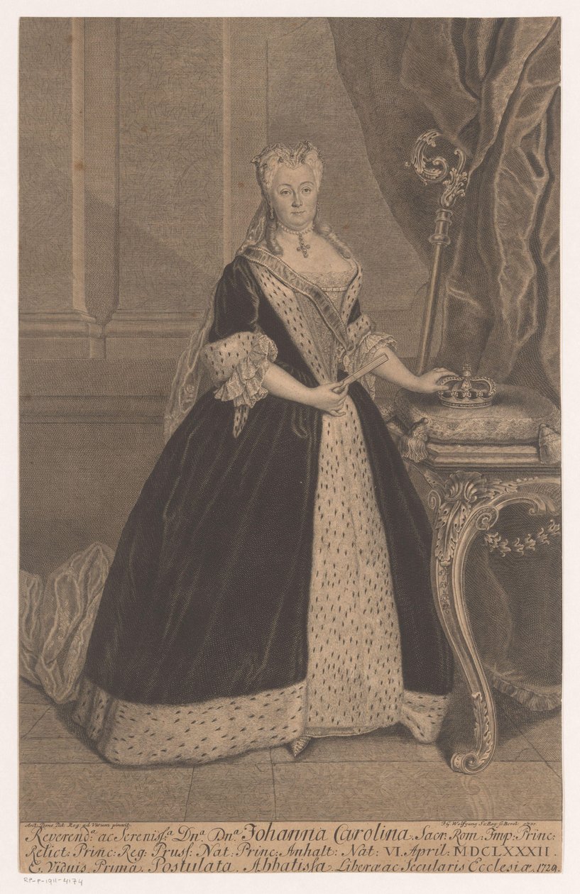 Portræt af Johanna Charlotte af Anhalt-Dessau af Johann Georg Wolffgang