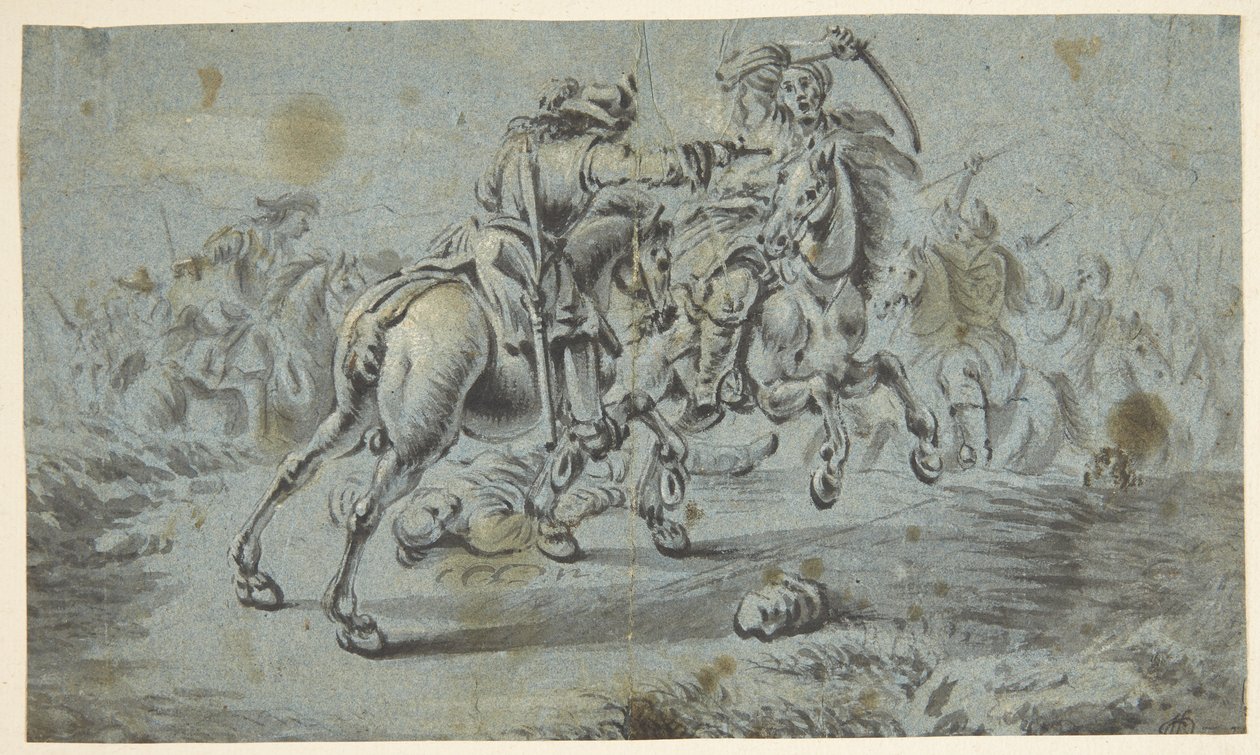 Rytterslagscene med tyrkere? af Johann Georg von Bemmel