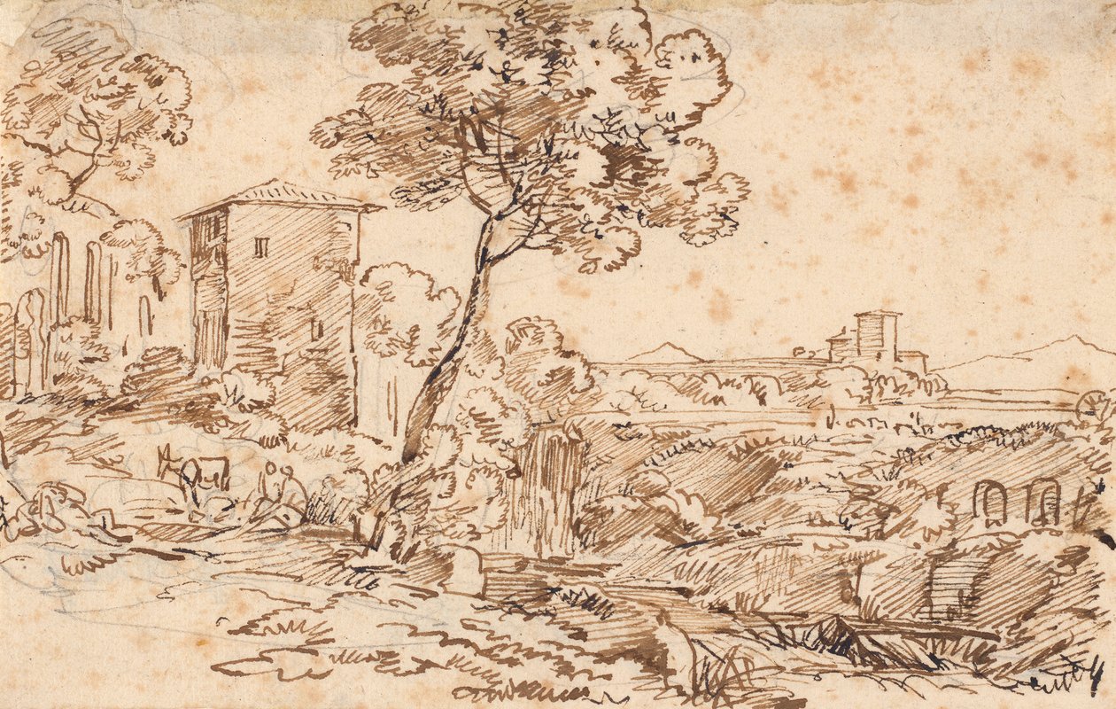 Italiensk landskab af Johann Georg von Dillis