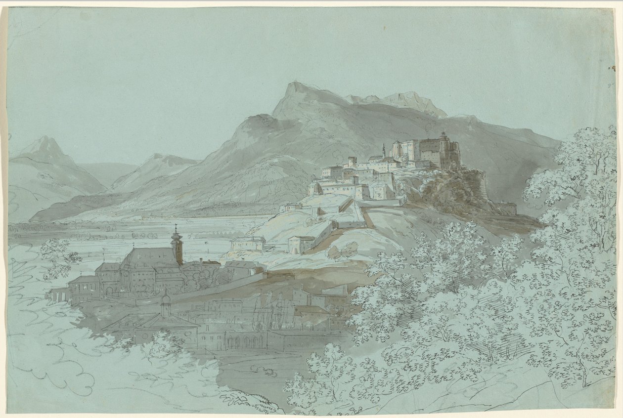 Udsigt over Salzburg af Johann Georg von Dillis