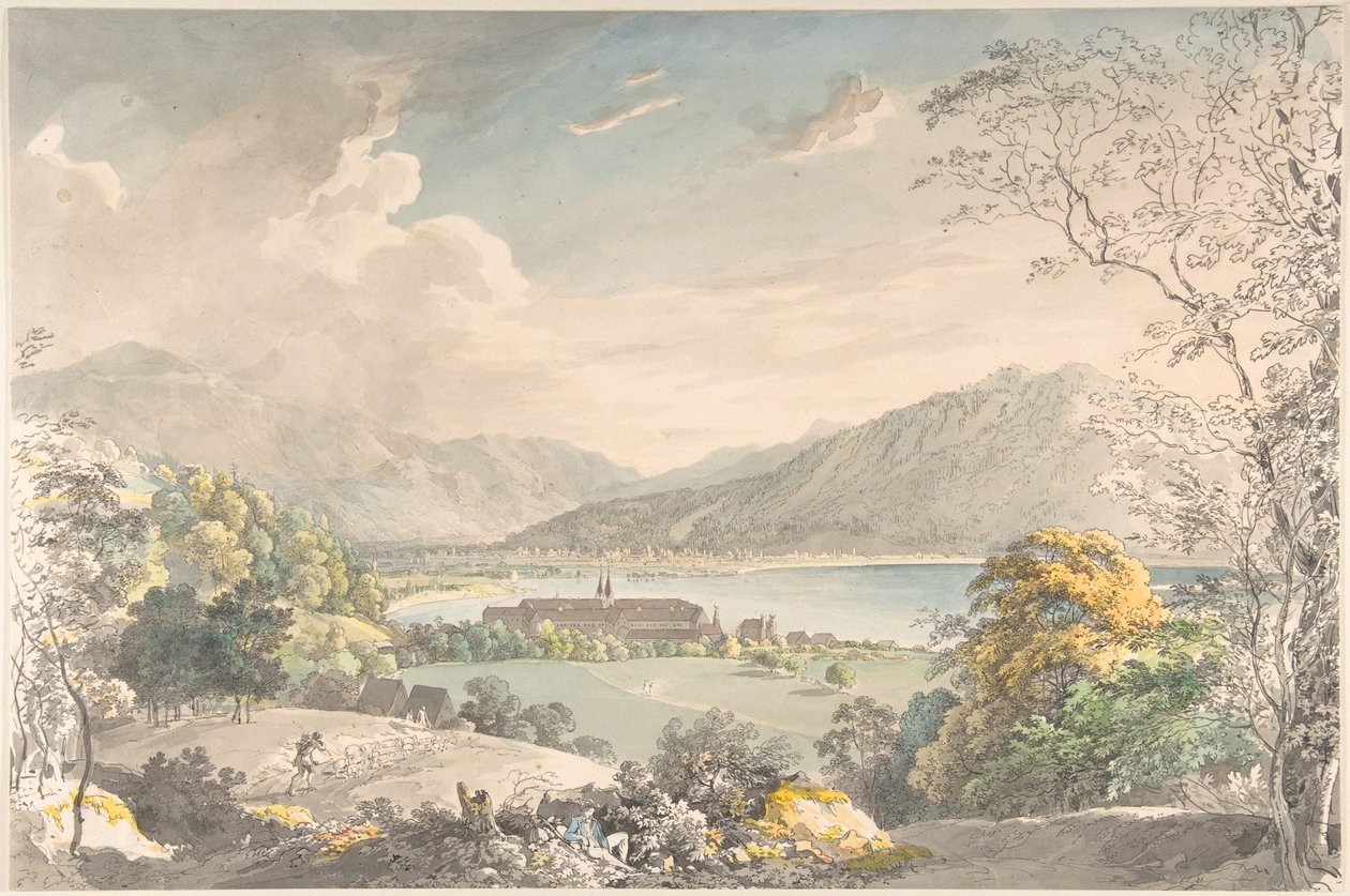 Udsigt over klosteret i Tegernsee set fra nordøst af Johann Georg von Dillis