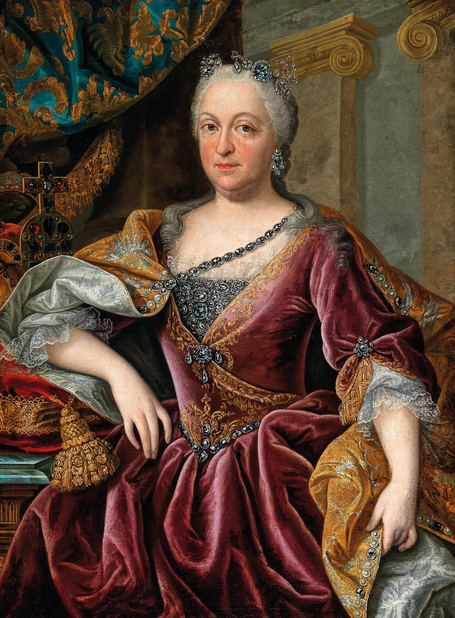 Portræt af Maria Amalia af Østrig 1701-1756, hellig romersk kejserinde. af Johann Gottfried Auerbach