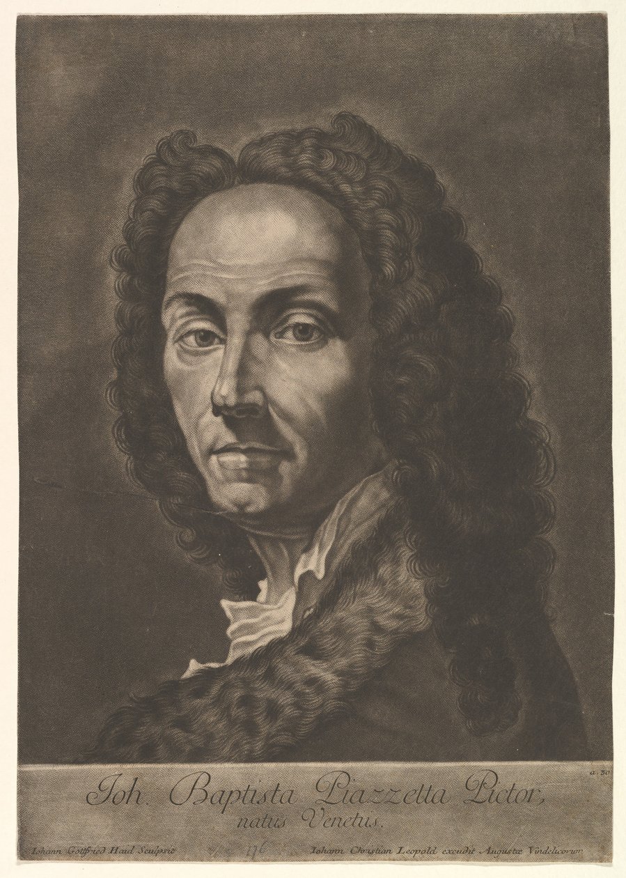 Portræt af Giovanni Battista Piazzetta, begyndelsen af ​​det 18. århundrede. af Johann Gottfried Haid