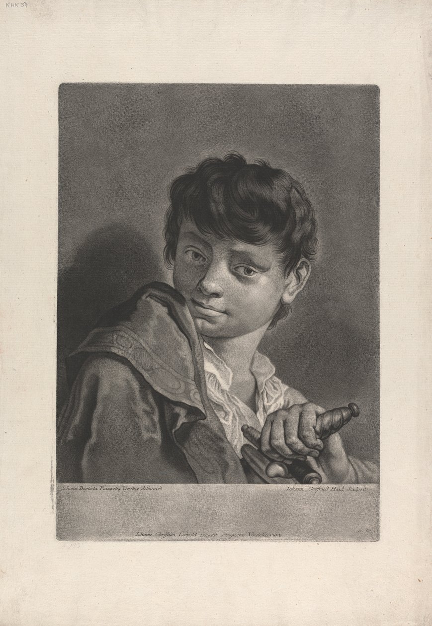 Portræt af en dreng med et sværd af Johann Gottfried Haid