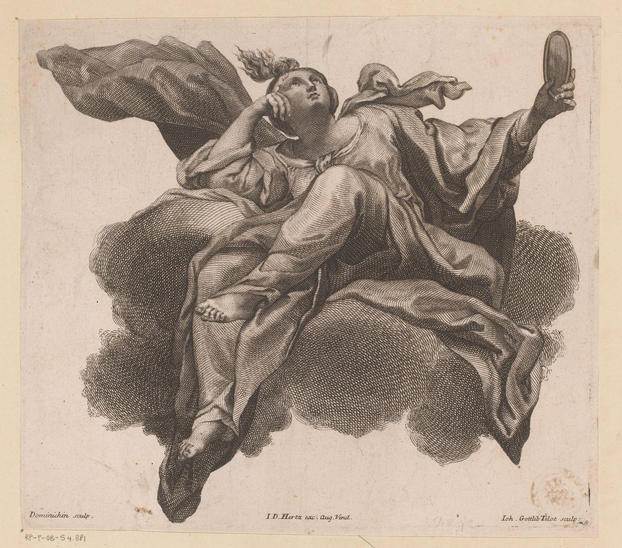 Prudentia med spejl i hånden af Johann Gottfried Thelott
